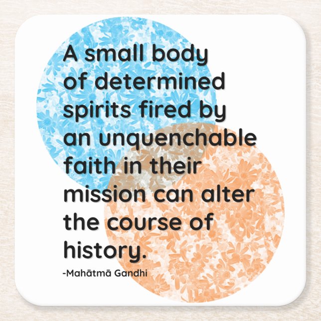 Posavasos Cuadrado De Papel Citas de historia de Mahatma Gandhi (Anverso)