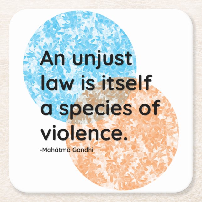 Posavasos Cuadrado De Papel Citas de la ley Mahatma Gandhi (Anverso)