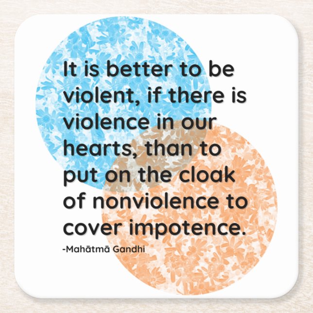 Posavasos Cuadrado De Papel Citas de Mahatma Gandhi Heart (Anverso)