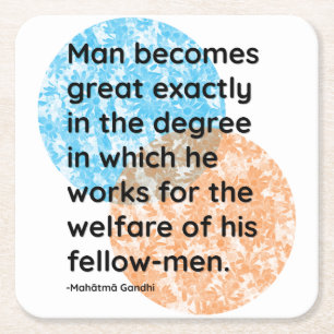 Posavasos Cuadrado De Papel Citas de Mahatma Gandhi Man