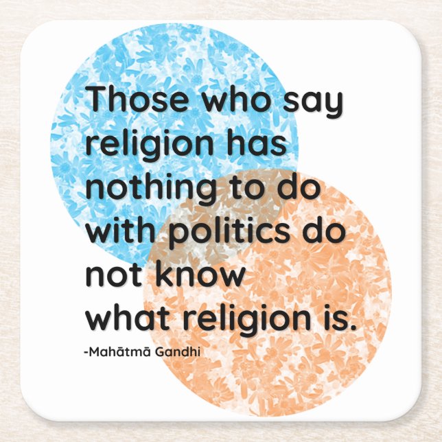 Posavasos Cuadrado De Papel Citas de religión de Mahatma Gandhi (Anverso)