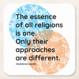 Posavasos Cuadrado De Papel Citas de religiones de Mahatma Gandhi