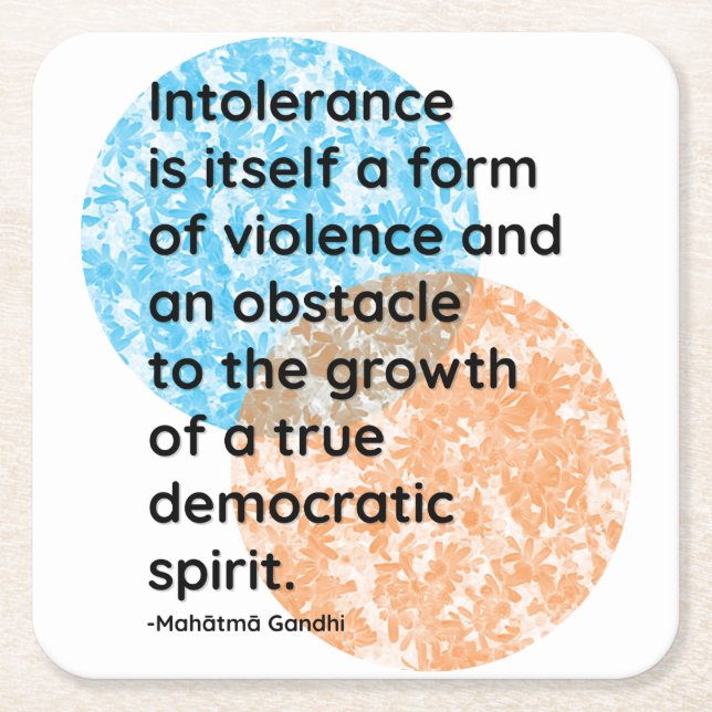 Posavasos Cuadrado De Papel Citas democráticas de Mahatma Gandhi (Anverso)