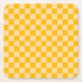 Posavasos Cuadrado De Papel Citrus cream checkered board pattern