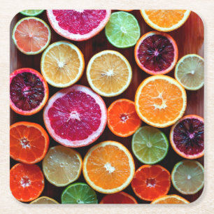 Posavasos Cuadrado De Papel Citrus Dream Lemon Lime Naranja Fruit