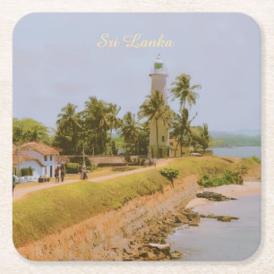 Posavasos Cuadrado De Papel Ciudad costera de Galle, Sri Lanka Recuerdo de via