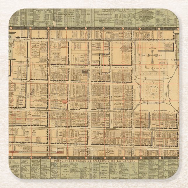 Posavasos Cuadrado De Papel Ciudad de México 3 (Anverso)