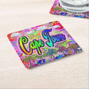 Posavasos Cuadrado De Papel Ciudad del Cabo Vista Express Coaster