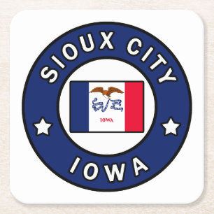 Posavasos Cuadrado De Papel Ciudad Sioux Iowa