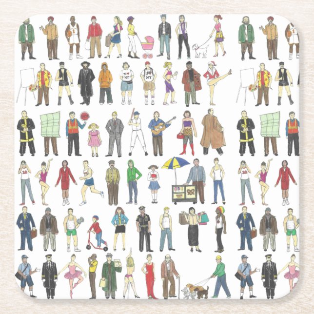 Posavasos Cuadrado De Papel Ciudadanos de la ciudad de Nueva York (Anverso)