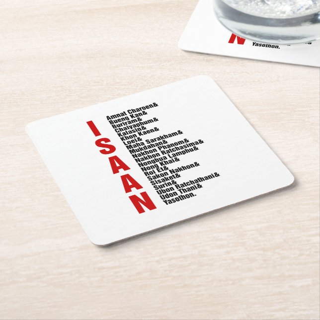 Posavasos Cuadrado De Papel Ciudades de Isaán, Tailandia (En perspectiva)