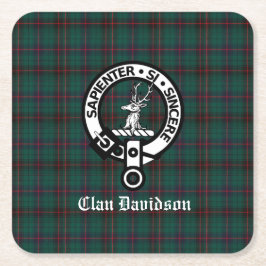 Posavasos Cuadrado De Papel Clan Davidson Escudo Badge y Tartán
