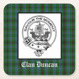 Posavasos Cuadrado De Papel Clan Duncan Escudo Badge & Tartan