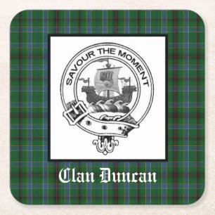 Posavasos Cuadrado De Papel Clan Duncan Escudo Badge & Tartan