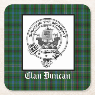 Posavasos Cuadrado De Papel Clan Duncan Escudo Badge y Tartán