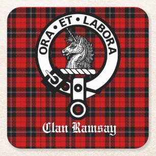 Posavasos Cuadrado De Papel Clan escocés Ramsay Escudo y Personalizable Tart