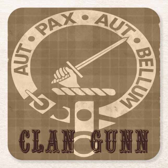 Posavasos Cuadrado De Papel Clan Gunn Sepia (Anverso)