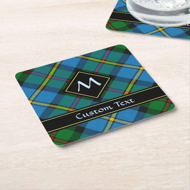 Posavasos Cuadrado De Papel Clan MacLeod Hunting Tartán (En perspectiva)