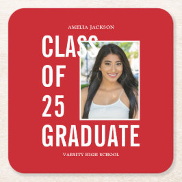 Posavasos Cuadrado De Papel Clase De 25 Fiesta De Graduación Festiva De Fotogr