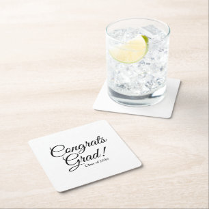 Posavasos Cuadrado De Papel Clase de guión de personalizado blanco negro de Gr