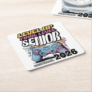 Posavasos Cuadrado De Papel Clase personalizado Senior de 2026, Graduado diver
