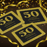 Posavasos Cuadrado De Papel Clásico Black And Gold Purpurina 50 cumpleaños<br><div class="desc">Clásicos favores de la fiesta de cumpleaños número 50 - Haga inolvidable su fiesta de cumpleaños número 50 o un hito para adultos con nuestros elegantes y elegantes favores de la fiesta de los purpurinas negros y de oro. Diseñados con una tipografía de 50 purpurinas de oro sobre negro para...</div>