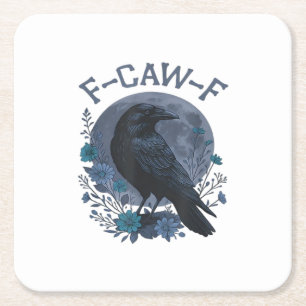 Posavasos Cuadrado De Papel Clásico Cuervo Ave F-Caw-F Gracioso Cuervo F-Caw-F