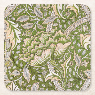 Posavasos Cuadrado De Papel Clásico del patrón floral William Morris Windrush