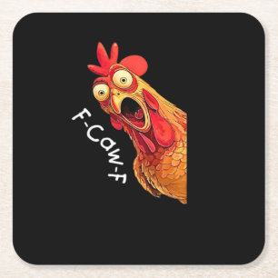 Posavasos Cuadrado De Papel Clásico Gráfico Vintage F-Caw-F-Pollo