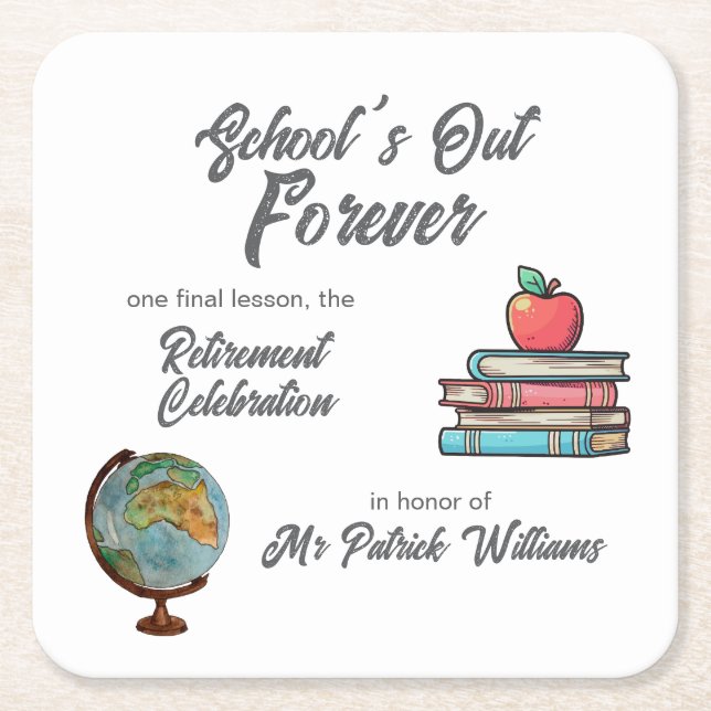 Posavasos Cuadrado De Papel Clásico nostálgico de retiro de profesores (Anverso)