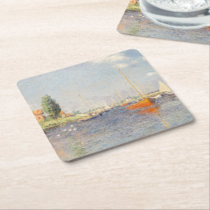 Posavasos Cuadrado De Papel Claude Monet. Barcos Rojos, Argentina