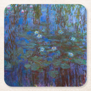 Posavasos Cuadrado De Papel Claude Monet - Blue Water Lilies