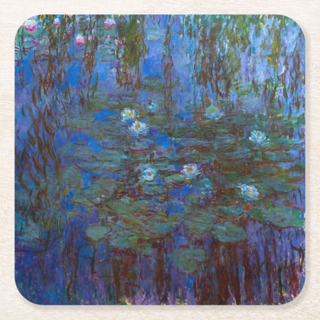 Posavasos Cuadrado De Papel Claude Monet - Blue Water Lilies (Anverso)
