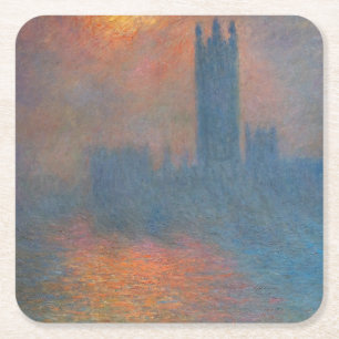 Posavasos Cuadrado De Papel Claude Monet - Casas del Parlamento Londres