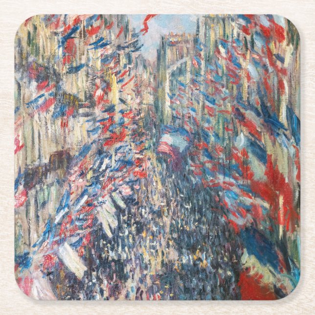 Posavasos Cuadrado De Papel Claude Monet - La Rue Montorgueil - París (Anverso)
