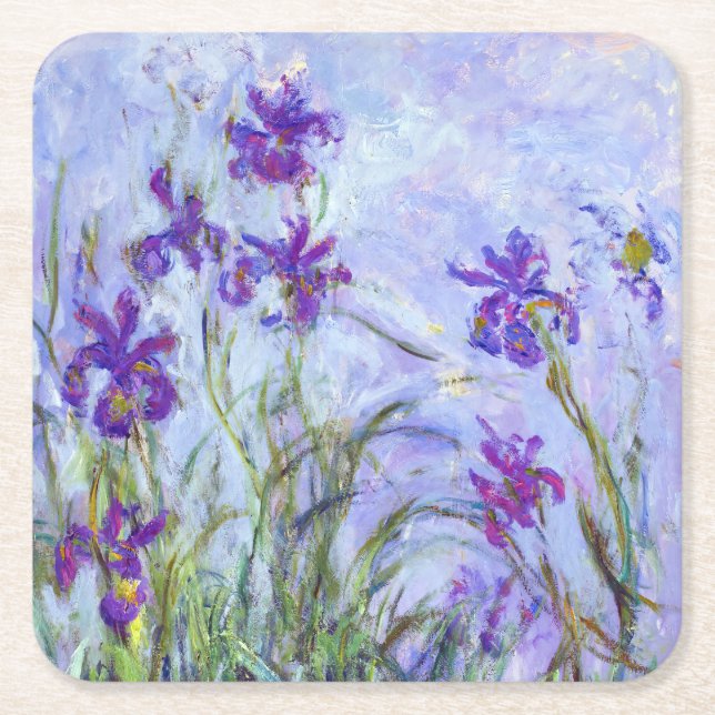 Posavasos Cuadrado De Papel Claude Monet - Lilac Irises / Iris Mauves (Anverso)