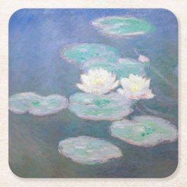Posavasos Cuadrado De Papel Claude Monet - Lilies de agua, efecto nocturno