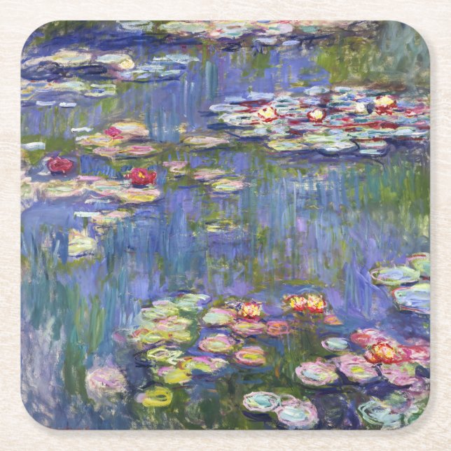 Posavasos Cuadrado De Papel Claude Monet - Lilies de agua / Nympheas (Anverso)