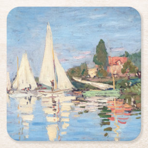 Posavasos Cuadrado De Papel Claude Monet - Regatas en Argenteuil