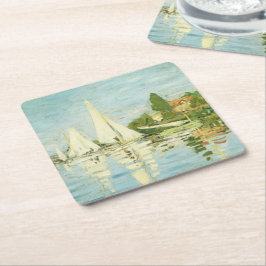 Posavasos Cuadrado De Papel Claude Monet. Regattas en Argenteuil