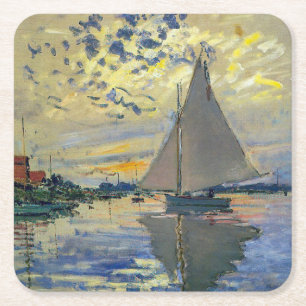 Posavasos Cuadrado De Papel Claude Monet - Velero en Le Petit-Gennevilliers