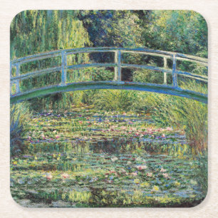 Posavasos Cuadrado De Papel Claude Monet - Water Lily Pond y Puente Japanés