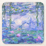 Posavasos Cuadrado De Papel Claude Monet Water relaja arte impresionista franc<br><div class="desc">Claude Monet Water Lilies es una colección de aproximadamente 250 pinturas al óleo del impresionista francés Claude Monet. Los cuadros representan el florido jardín de Monet en Giverny.</div>