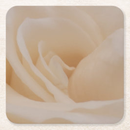 Posavasos Cuadrado De Papel Clausura de Rosa de color crema