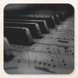 Posavasos Cuadrado De Papel Claves de piano de música