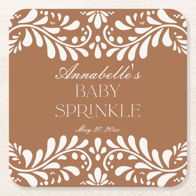 Posavasos Cuadrado De Papel Clay Talavera Tile España Fiesta Bebé Sprinkle (Anverso)