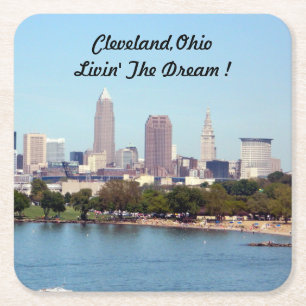 Posavasos Cuadrado De Papel Cleveland, montaña de papel Ohio Lake View