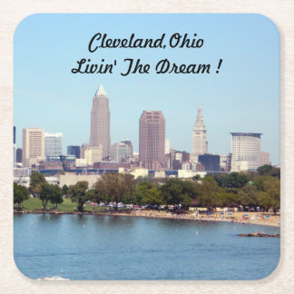 Posavasos Cuadrado De Papel Cleveland, montaña de papel Ohio Lake View