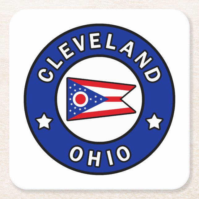 Posavasos Cuadrado De Papel Cleveland Ohio (Anverso)