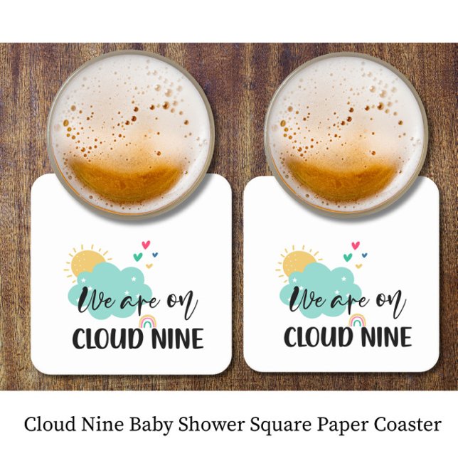 Posavasos Cuadrado De Papel Cloud Nine Baby Shower  (Subido por el creador)